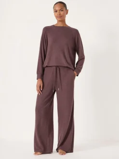 Hush Elle Supersoft Wide Leg Joggers Brown Outlet