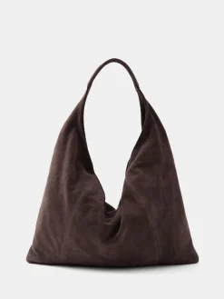 Hush Suede Hobo Tote Bag Brown Discount