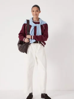 Hush Red Striped Rib Raglan Sweatshirt New