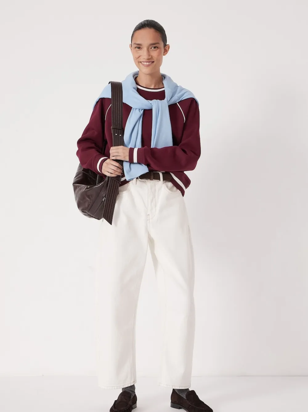 Hush Red Striped Rib Raglan Sweatshirt New