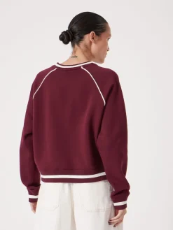 Hush Red Striped Rib Raglan Sweatshirt New