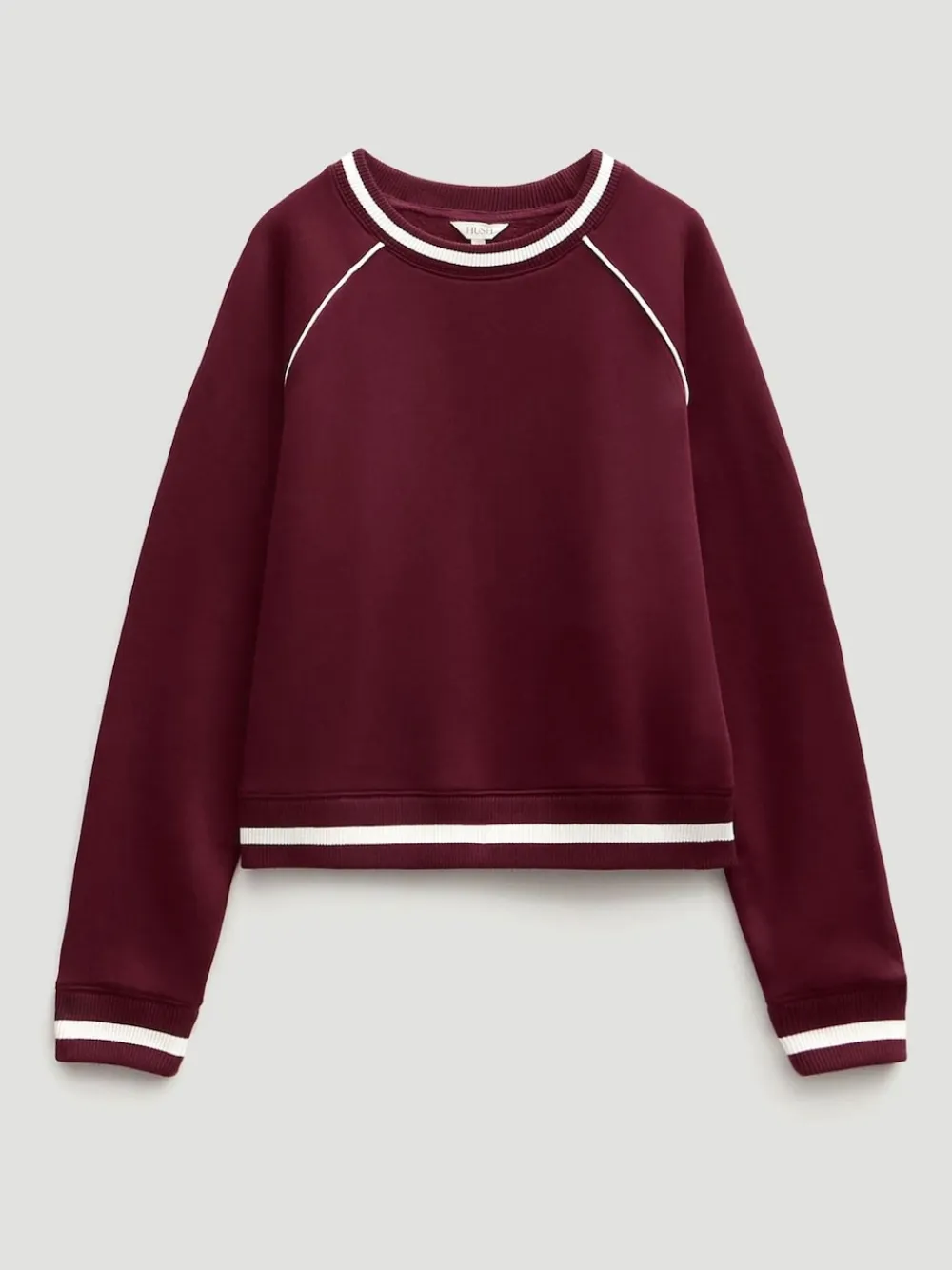 Hush Red Striped Rib Raglan Sweatshirt New