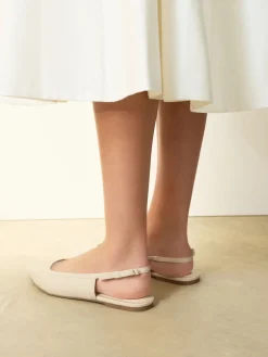 Next Ivory Forever Comfort® Point Toe Bow Back Slingback Flats Clearance