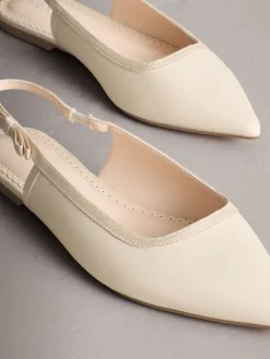 Next Ivory Forever Comfort® Point Toe Bow Back Slingback Flats Clearance