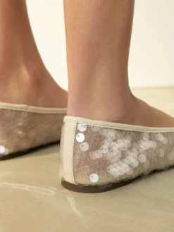 Next Forever Comfort® Round Toe Sequin Ballerina Flats Ivory Clearance