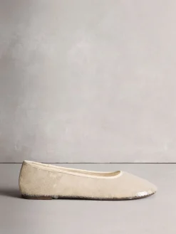 Next Forever Comfort® Round Toe Sequin Ballerina Flats Ivory Clearance