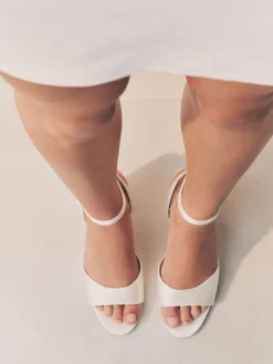 Next Forever Comfort® Wedding Round Toe Block Heel Bridal Sandals Ivory Hot