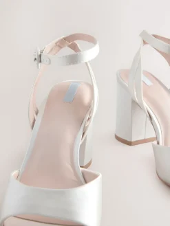 Next Forever Comfort® Wedding Round Toe Block Heel Bridal Sandals Ivory Hot