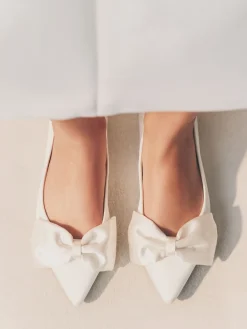 Next Ivory Forever Comfort® Wedding Point Toe Bow Bridal Ballet Shoes Discount