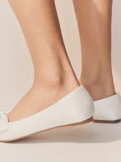 Next Ivory Forever Comfort® Wedding Point Toe Bow Bridal Ballet Shoes Discount