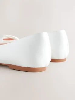 Next Ivory Forever Comfort® Wedding Point Toe Bow Bridal Ballet Shoes Discount