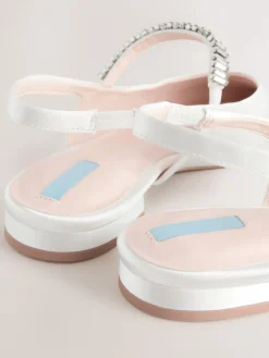 Next Ivory Wedding Point Toe Jewel Mary Jane Bridal Slingback Shoes Discount