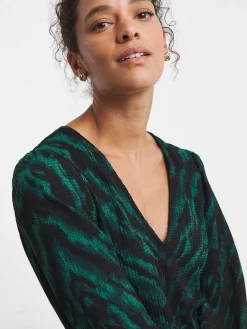 JD Williams Animal Textured Jersey Long Sleeve V-Neck Maxi Dress Hot