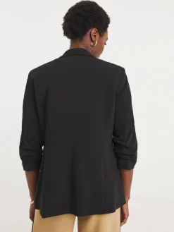 JD Williams Black Ruched Sleeve Blazer New