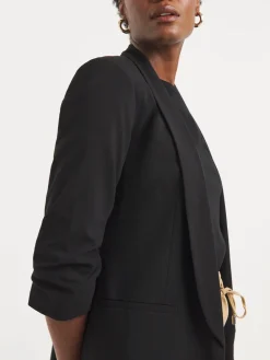 JD Williams Black Ruched Sleeve Blazer New