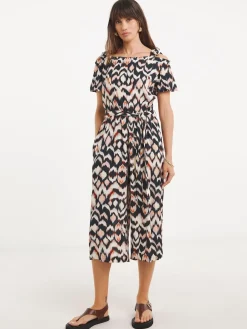 JD Williams Black/White Crinkle Tie Strap Jumpsuit