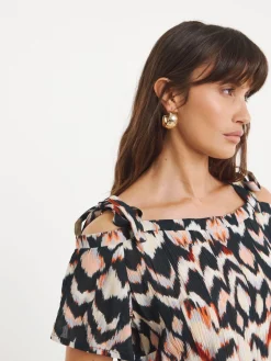 JD Williams Black/White Crinkle Tie Strap Jumpsuit