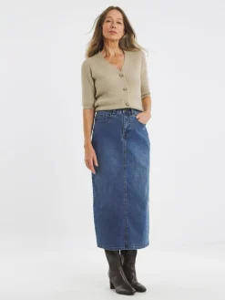 JD Williams Blue Mid Wash 24/7 Denim Maxi Skirt New