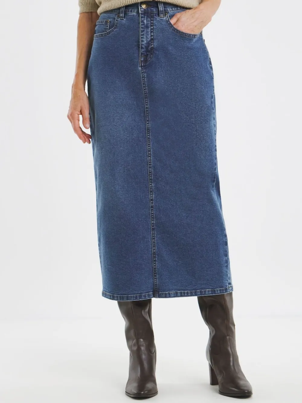 JD Williams Blue Mid Wash 24/7 Denim Maxi Skirt New