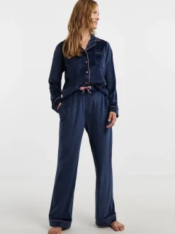 JD Williams Blue Velour Button Through Pyjama Set Online