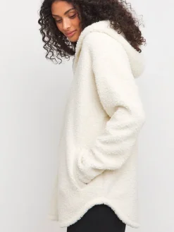 JD Williams Cream Borg Longline Zip Through Hoodie Discount