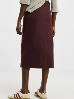 JD Williams Red Button Through Denim Midi Skirt Online