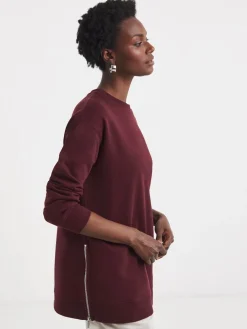 JD Williams Red Side Zip Longline Sweatshirt Discount