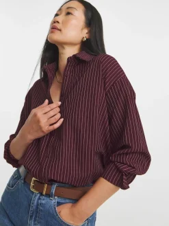 JD Williams Red Stripe Twill Oversized Long Sleeve Shirt Best