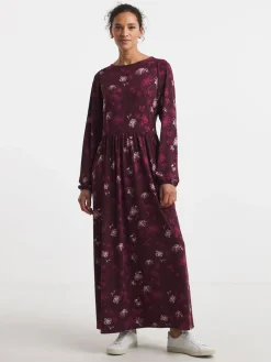 JD Williams Red Supersoft Jersey Printed Maxi Smock Dress Clearance