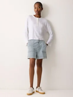 Jigsaw Blue Denim Patch Pocket Shorts Discount