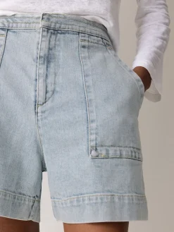 Jigsaw Blue Denim Patch Pocket Shorts Discount