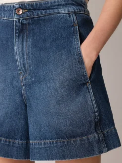 Jigsaw Finton Denim Seam Detail Shorts Blue Clearance