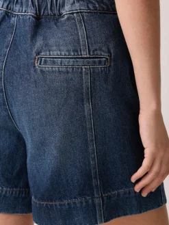 Jigsaw Finton Denim Seam Detail Shorts Blue Clearance