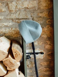 Jigsaw Wool Cashmere Blend Rib Beanie Blue