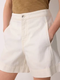 Jigsaw Finton Denim Seam Detail Shorts Cream Online