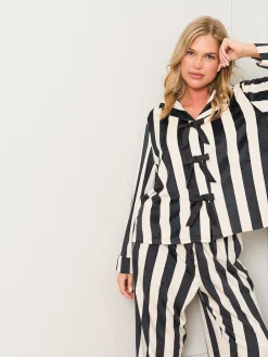 Jim Jam the Label Bow Traditional Black Pyjamas Set Online