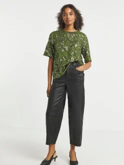 Joanna Hope Floral Sequin Green Blouse Hot