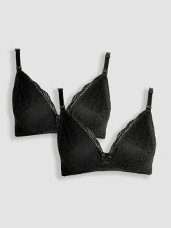Jojo Maman Bébé Black 2 Pack Lace Bras Clearance