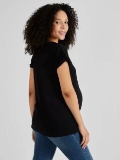 Jojo Maman Bébé Black Boyfriend Maternity Cotton T-Shirt Sale