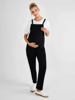 Jojo Maman Bébé Jersey Maternity Dungarees Black New