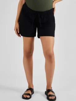 Jojo Maman Bébé Linen Blend Drawstring Waist Maternity Shorts Black Hot