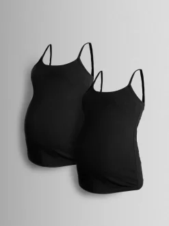 Jojo Maman Bébé 2-Pack Maternity & Nursing Vest Tops Black Best