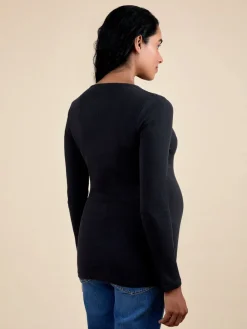 Jojo Maman Bébé Black 2-Pack Ribbed Maternity & Nursing Top Clearance