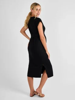 Jojo Maman Bébé Short Sleeve Relaxed T-Shirt Midi Dress Black Hot