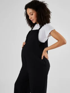 Jojo Maman Bébé Wide Leg Maternity Linen Dungaree Black Discount