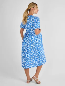 Jojo Maman Bébé Blue Floral Print Maternity Midi Dress Online