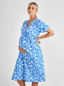 Jojo Maman Bébé Blue Floral Print Maternity Midi Dress Online