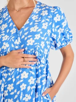 Jojo Maman Bébé Blue Floral Print Maternity Midi Dress Online