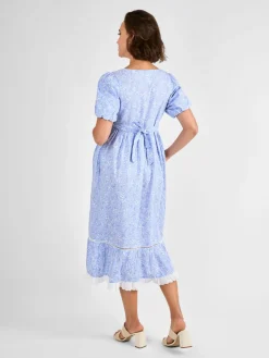 Jojo Maman Bébé Blue Floral Print Maternity Midi Dress Online