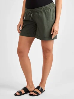 Jojo Maman Bébé Linen Blend Drawstring Waist Maternity Shorts Khaki Best